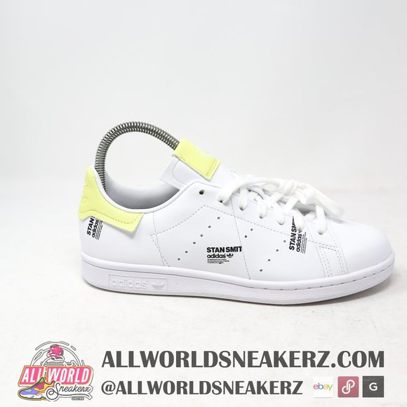 adidas Stan Smith PrimeGreen Vegan Tennis Sneaker White Yellow GV7665 Bl… - Picture 2 of 16